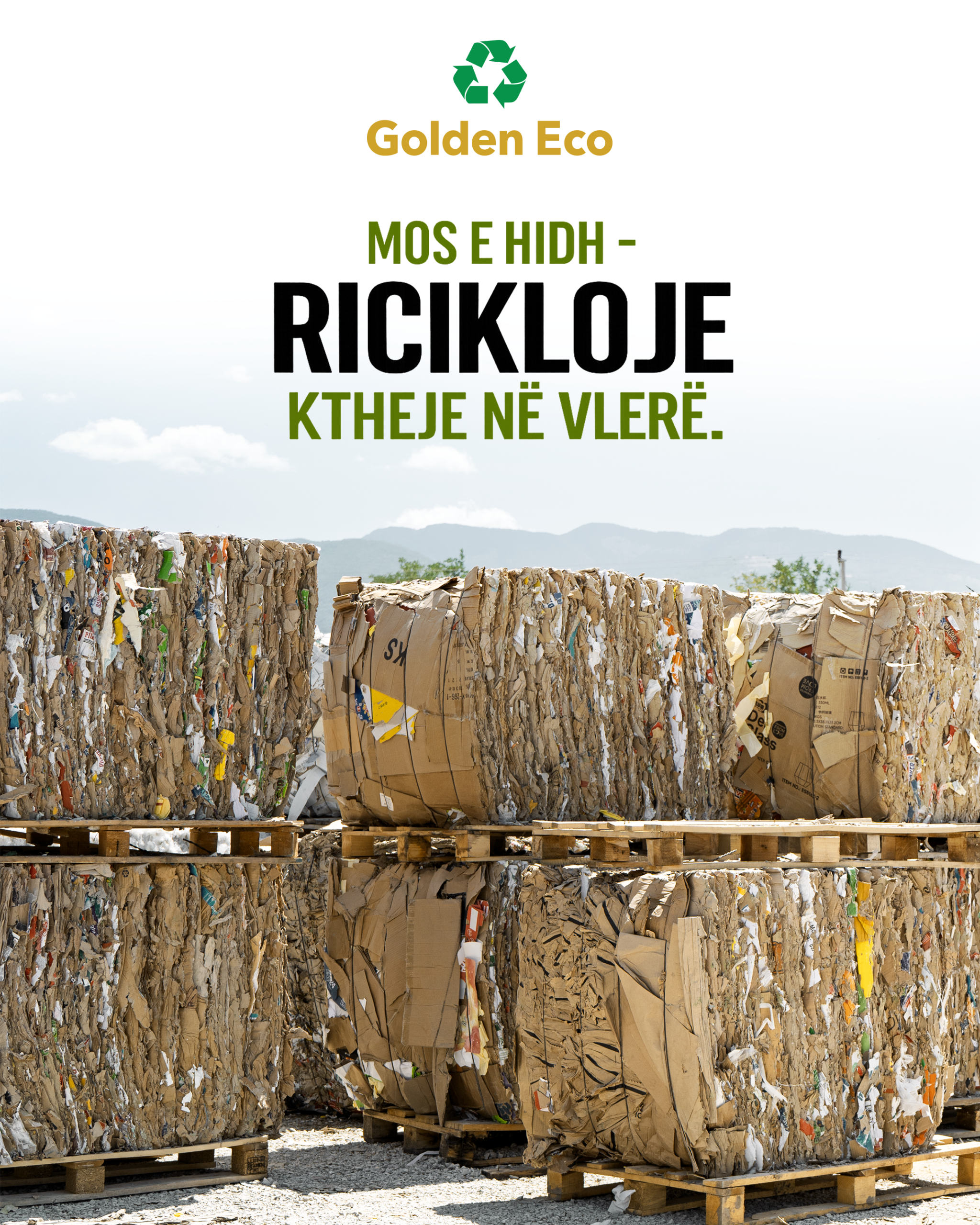Compressed paper and cardboard prepared for recycling